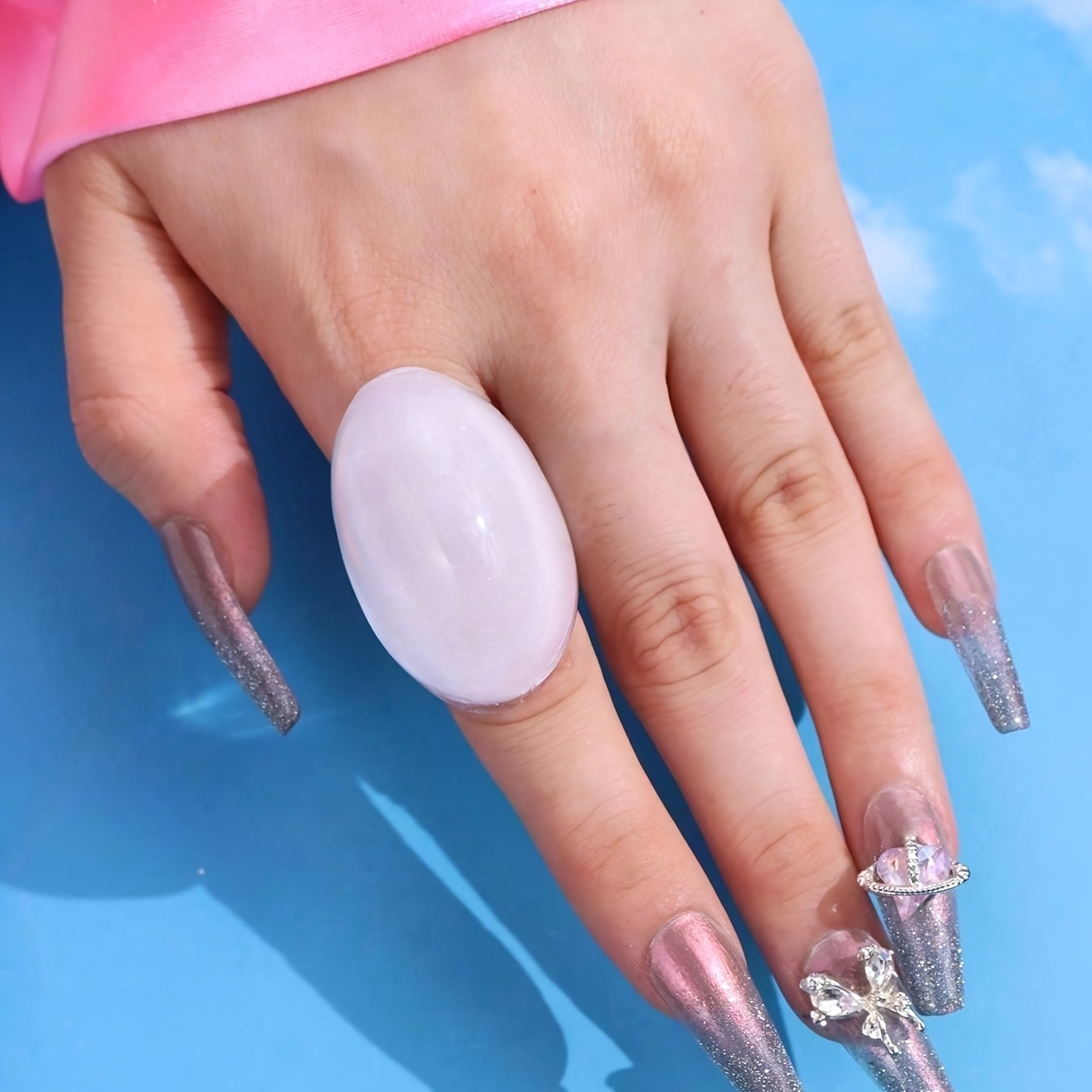 Exaggerated Solid Color Resin Ring, Retro Elegant Gift